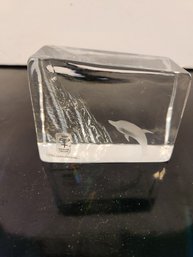 Full Lead Crystal Signed Paperweight