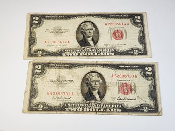 2  1953 Red Seal $2 Bills  (U S NOTES)