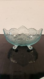 Vintage Aqua Blue Footed Centerpiece Bowl