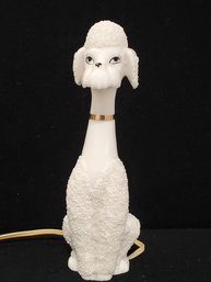 Vintage I.W. Rice & Co White Porcelain Spaghetti Poodle Night Light Lamp ~ 1950s MCM - Works!!