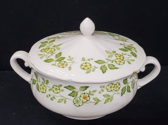 Vintage Ironstone Petite Flora Round 2 Handle Covered Casserole Dish With Lid