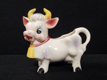 Vintage Adorable Anthropomorphic Purple Cow Ceramic Creamer 1950s - Japan