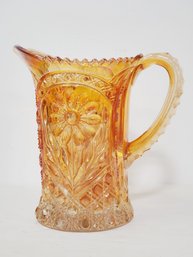 Heavy Vintage Indiana Glass Gilda Amber Carnival Glass Pitcher