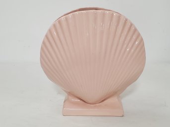 Vintage Pale Pink Ceramic Clam Shell Planter Vase