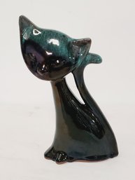 Vintage MCM Blue Mountain Canada Green Ombre Pottery Cat Figurine