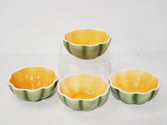 Set Of Four Vintage Ceramic Honeydew Melon Bowls - Made By Lillian Vernon