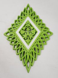 1964 Vintage MCM Dart Industries Lime Green & White Diamond Shaped Wall Art Decor