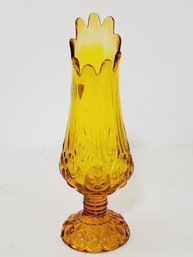 Vintage Kanawha Glass Moon And Stars Amber Swung Vase - 9 Fingers