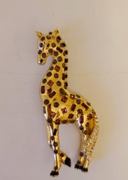 Pretty Multi Colored Jeweled Stone Giraffe Pin