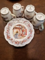 Royal Dalton Brambly Hedge Collection Pieces - 4 Cups 1 Plate