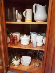 Kitchen Cabinet Lot #1 - 3 Shelf Contents Of Corner Cabinet