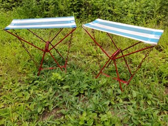 Vintage Adirondack Folding Fishing Stools, Portable Stools, Camping Stools