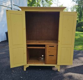 Yellow Painted Cabinet W A Desk Inside! Very Sturdy