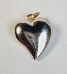 Vintage Sterling Silver  Hallow Puffed Heart Pendant