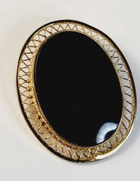 Vintage 12k 1/20 Gold Filled Oval Pin/ Brooch (black Onyx)