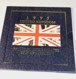 1995 United Kingdom BU Coin Set W/ Presentation Folder And History / Info