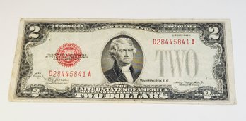 1928 D Red Seal $2 Dollar Bill/ Bank Note (95 Years Old First Small Size $2 Note)