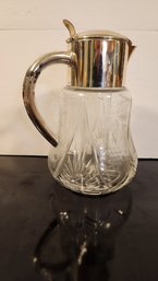 Vintage Silver Plate And Glass Water Pitcher