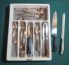 Tray Of Silverware And More