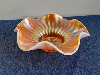 Carnival Glass Ribbon Bowl