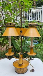 Vintage Leviton Colonial Lamp With Adjustable Metal Lampshades And Candle Snuffer Bulbs Included