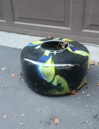 Black And Color Glass Pot.  Could Also Work For Indoors.