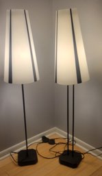 Pair Of Zebra Shaded Floor Lamps. - - - - - - - - - - - - - - - - - - - - - - - - - - - - - - - - - Loc:LR