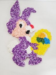 Vintage Easter Bunny Melted Plastic Popcorn Decoration Easter 1970s