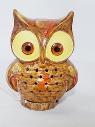 Adorable Vintage Drip Glaze Pottery Lighted Owl