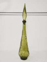 Vintagae Mid Century Empoli Olive Green Grape And Vines Genie Bottle Decanter