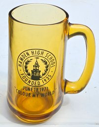 'Color My World' Hamden High School Class Of 1971 Amber Glass Mug With Large 'C' Handle