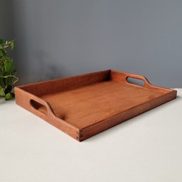 Large Vintage Oiled Teak Handled Serving Tray