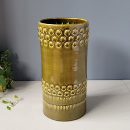 Huge 60s Bitossi Italian Olive Green Ceramic Vase