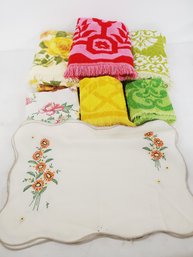 Vintage Embroidered Placements & Assortment Of Dish & Bath Towels - St. Mary's, Martex & Cannon