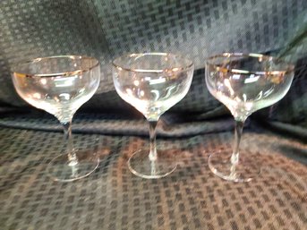 Set Of 3 Lenox Fine Platinum Ringed Crystal Dessert Glasses ~