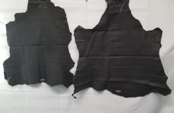 Two Black Leather Skin Pelts - Made In Spain  #2