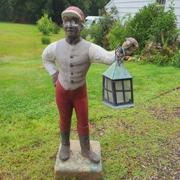 Concrete Lawn Jockey With Lantern