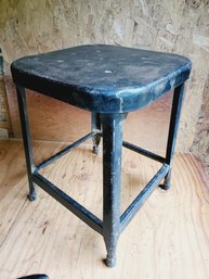 Small Vintage Industrial Metal Shop Stool