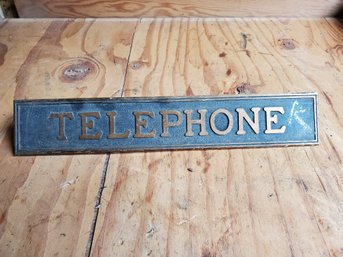 Vintage Bronze Telephone Sign From Old Phone Box Phonebooth