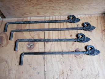 Four Vintage Shabby Chic Cast Iron Adjustable Metal Curtain Rods Swing Arms