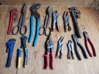 Vintage Lot Hand Tools - Pliers, Pipe Wrenches, Snips, Vise Grips