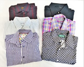 Six Men's Button Down Long Sleeve Shirts: Armani, Roca, 2 A.m. And More! Sizes M/L (lot 8)