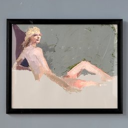 Framed Original Figural Nude Oil On Board