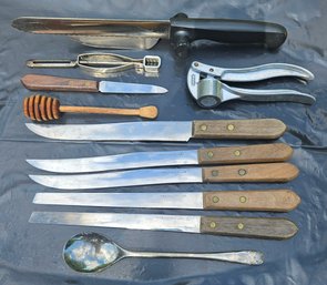 Vintage Stainless Sharp Knives USA, Garlic Press Italy, Fruit Knife Japan, Potato Peeler USA, And More