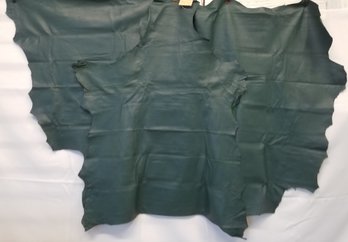 3 Forest Green Goat Skin Leather Pelts