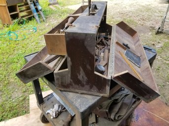 Large Carpenter's Antique 2 Opening  Wood Toolbox