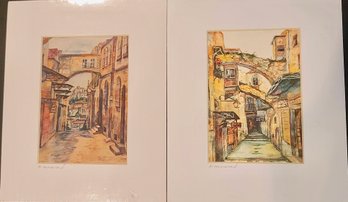 Pair Of Prints Of Jerusalem, Signed A. Menoruch?