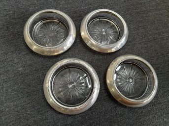 Sterling Trimmed Glass Coasters