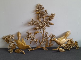 Brass Floral And Bird Wall Decor