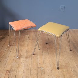 Pair 60s Hairpin Stacking Stool